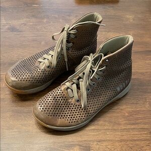 NOBULL Brown Perforated Leather High Top Trainer Sneakers Size Women 8 Men 6.5